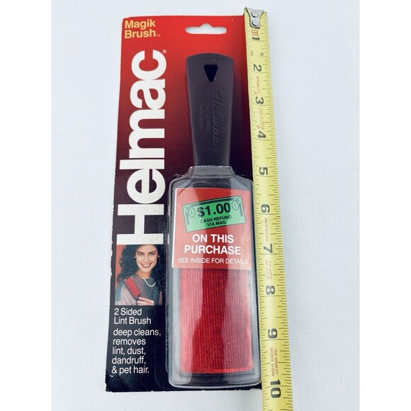 Vtg Helmac Magik Red Lint Remover Brush 1980s Original Package New Made in USA - Picture 11 of 12
